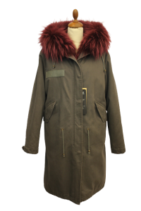 KURTKA PARKA PLUS STRZYZONY KRÓLIK I RACCOON - GREY/ROSE