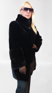 Kurtka królik rex strzyżony z wykończenie z norki Nela