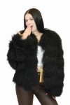 Czarna Kurtka z futra Lamy Lama
