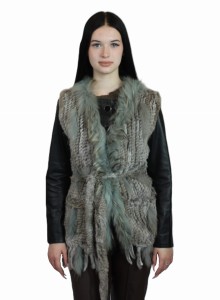 KAMIZELKA NATURAL RABBIT plus jenot zielenie i brązy