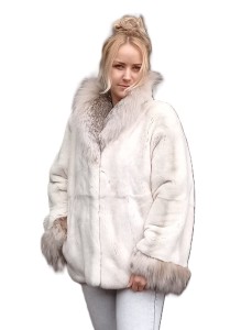 KURTKA KRÓLIK REX +obszycia z futra lisa