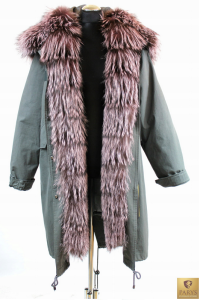 KURTKA PARKA + SILVER FOX GREY ROSE