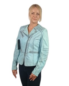 Kurtka damska skóra licowa jasny turkus | Model Gesso