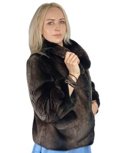 Kurtka z naturalnego futra królika Rex – Model Brown