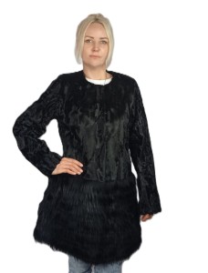 Kurtka z naturalnego futra karakułów i jenota. Model Sara