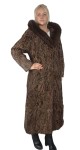 Płaszcz naturalne futro z karakuł Model KAJA z kapturem