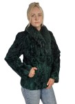 Kurtka wykonana z futra karakułów z obszyciem z lisa. Model NASTOLATKA