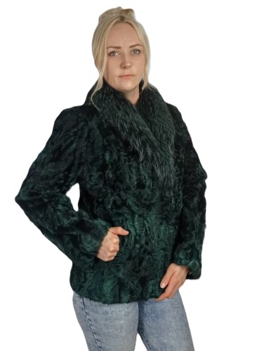 Kurtka Karakuły plus Lis butelkowa zieleń. Parys Furs.jpg