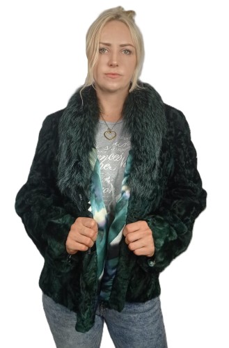 Kurtka Karakuły plus Lis butelkowa zieleń. Parys Furs1.jpg