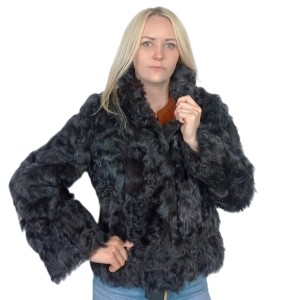 Luksusowa futrzana kurtka damska z koziej skóry Simple