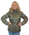 Kurtka puchowa Tiffi z obszyciem kaptura- kolor oliwkowy