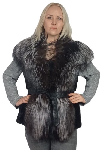 kamizelka norka plus lisy Parys Furs długość 65 cm3 szary.jpg