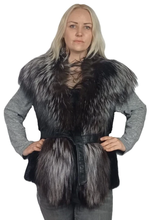 kamizelka norka plus lisy Parys Furs długość 65 cm3 szary.jpg
