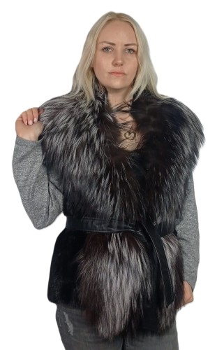 kamizelka norka plus lisy Parys Furs długość 65 cm2 szary.jpg