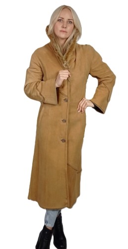 kożuch damski asymetryczne przeszycia kolor karmel Parys Furs2.jpg