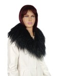Efektowny Kołnierz z futra lamy- czarny