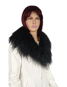Efektowny Kołnierz z futra lamy- czarny
