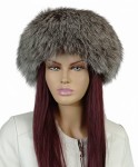 Czapka - toczek z futra lisa srebrnego