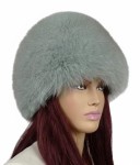 Czapka „kula” z farbowanego futra lisa - odcienie szarości