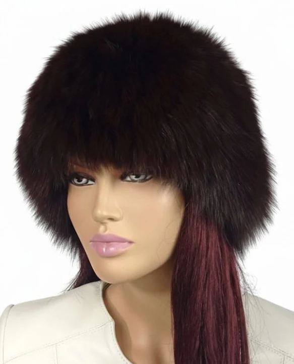 czapka lis dzianina ciemny brąz parys furs2.jpg