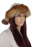  Czapka z białej skóry z obszyciem z futra lisa- "Tatarka"  
