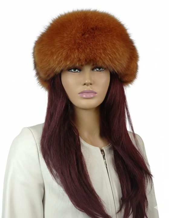 czapka z futrem lisa skórzana papacha uszatka parys furs 1 brąz.jpg