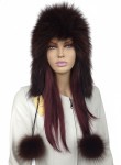 Czapka uszatka z naturalnego futra lisa
