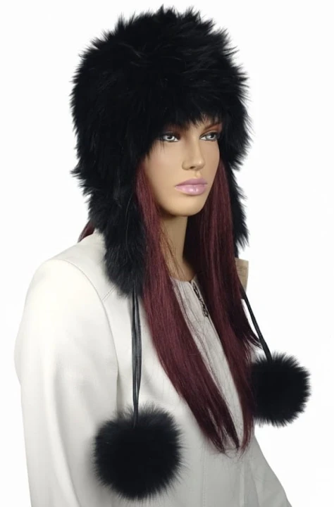 czapka czarny na dzianinie lis pompony Parys furs3.jpg