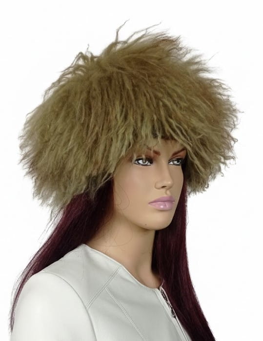 czapka z futra lamy zielen z brązem parys furs 2.jpg