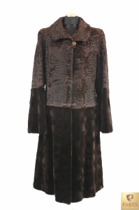 Płaszcz naturalne futro z karakuł +norka FRIDA